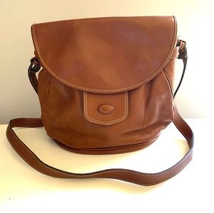 Italian tan leather crossbody bag